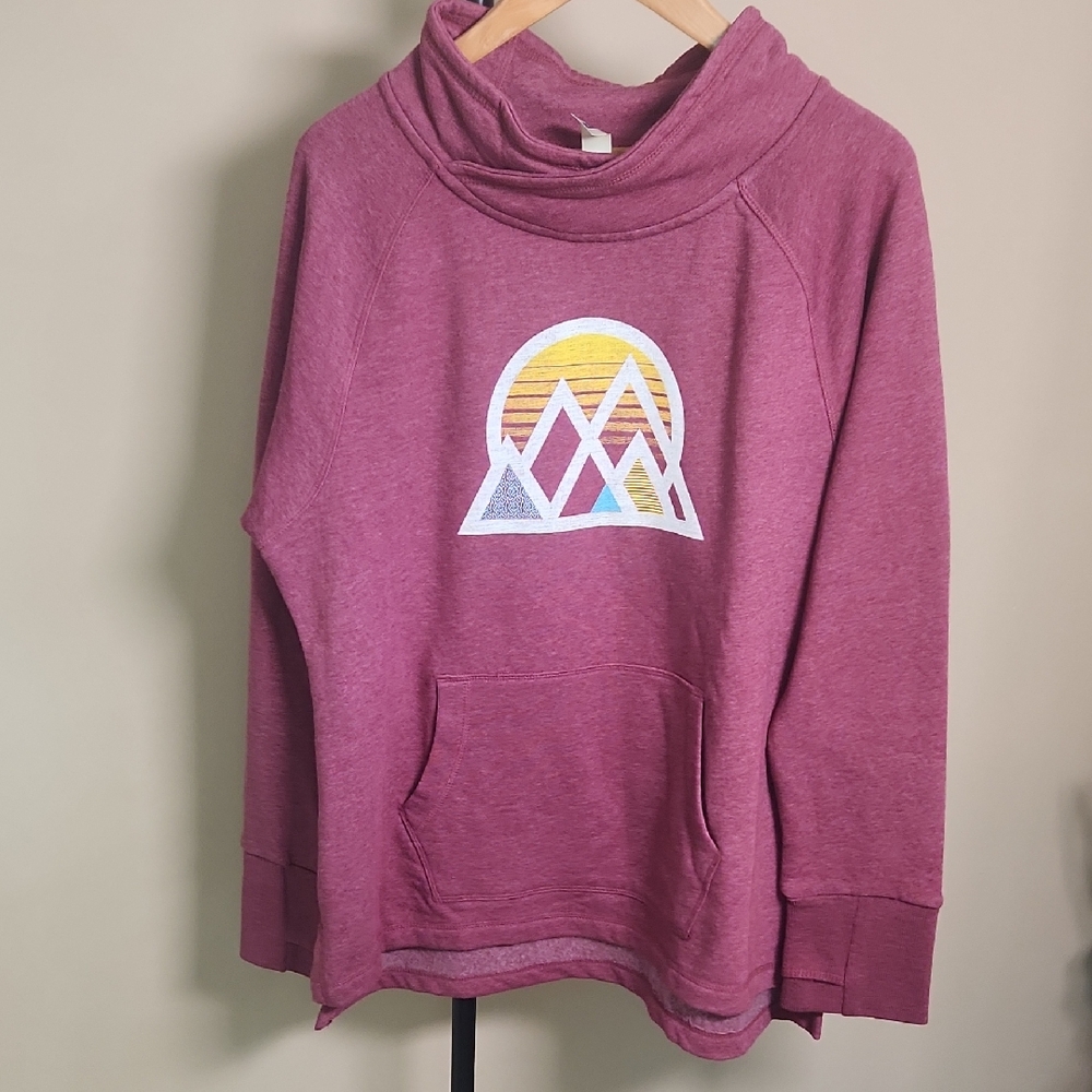 Ouray Sportswear | Cozy Mauve Cowl Neck Sweatshirt with Design